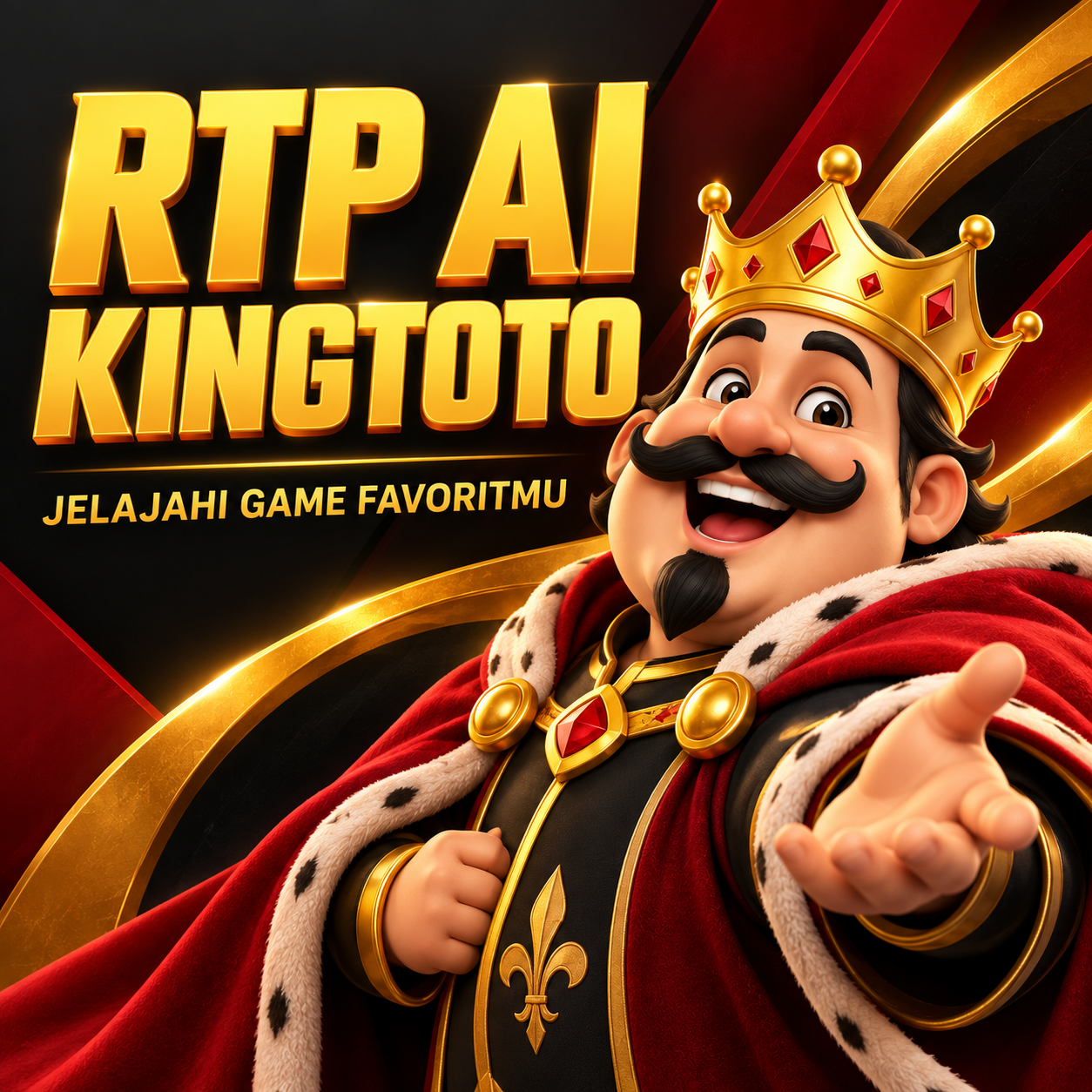 RTP AI KINGTOTO — maskot raja dengan desain hitam merah dan kuning emas